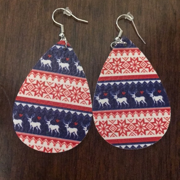 BRAND NEW LEATHER EARRINGS TWO-SIDED SET OF 4 - Picture 5 of 5